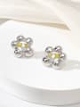 thumb Minimalist Flower Brass Cubic Zirconia Yellow Earring and Necklace Set 1