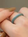 thumb Stone Jade Green Geometric Minimalist Band Ring 1