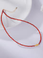 thumb 925 Sterling Silver Carnelian Gold Ball Minimalist Beaded Necklace 1