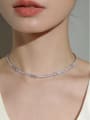 thumb Brass Cubic Zirconia White Bowknot Dainty Link Necklace 2
