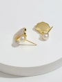 thumb Brass Shell White Triangle Minimalist Stud Earring 2