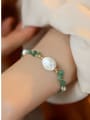 thumb Brass Freshwater Pearl Green Water Drop Artisan Handmade Beaded Bracelet 3