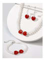thumb Minimalist Heart Brass Carnelian White Stone Earring Bracelet and Necklace Set 0