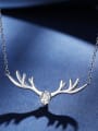 thumb 925 Sterling Silver Cubic Zirconia White Deer Minimalist Link Necklace 0