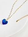 thumb 925 Sterling Silver Austrian Zirconia Blue Heart Minimalist Link Necklace 1
