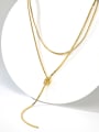 thumb Brass Geometric Minimalist Long Strand Necklace 2