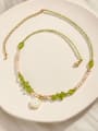 thumb Brass Natural Stone Green Plant Series Dainty Beaded Necklace 1