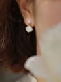 thumb Brass Shell White Triangle Minimalist Stud Earring 4