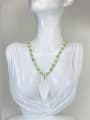 thumb Brass Agate Green Stone Feather Artisan Link Necklace 3