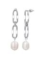 thumb 925 Sterling Silver Freshwater Pearl White Minimalist Drop Earring 0