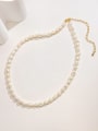 thumb Brass Freshwater Pearl White Minimalist Necklace 0