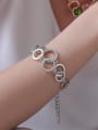 thumb Alloy Rhinestone White Stone Geometric Minimalist Link Bracelet 1