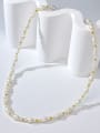 thumb Brass Freshwater Pearl White Minimalist Beaded Necklace 1