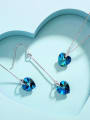 thumb 925 Sterling Silver Austrian Crystal Blue Heart Minimalist Locket Necklace 1