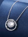 thumb 925 Sterling Silver Cubic Zirconia White Round Minimalist Link Necklace 1