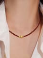thumb 925 Sterling Silver Carnelian Gold Ball Minimalist Beaded Necklace 3