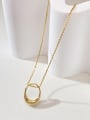 thumb 925 Sterling Silver Gold Oval Minimalist Link Necklace 0
