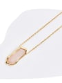 thumb 925 Sterling Silver Crystal Pink Stone Geometric Minimalist Link Necklace 2