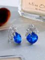 thumb Statement Flower Tin Alloy Glass Stone Blue Earring and Necklace Set 3