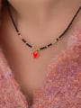 thumb 925 Sterling Silver Carnelian Red Heart Minimalist Beaded Necklace 4