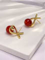 thumb Brass Carnelian Red Minimalist Stud Earring 2