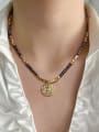 thumb Brass Cubic Zirconia Gold Evil Eye Dainty Beaded Necklace 3