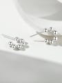 thumb 925 Sterling Silver White Round Minimalist Stud Earring 0