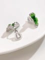 thumb Brass Synthetic Crystal Green Butterfly Dainty Cluster Earring 2