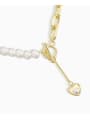 thumb Brass Freshwater Pearl Gold Heart Minimalist Beaded Necklace 1