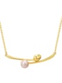 thumb 925 Sterling Silver Freshwater Pearl Gold Flower Minimalist Link Necklace 2