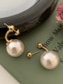 thumb Brass Imitation Pearl Pink Ball Minimalist Stud Earring 1