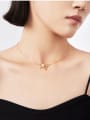 thumb Brass Freshwater Pearl White Butterfly Minimalist Link Necklace 4