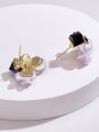 thumb Alloy Synthetic Crystal Purple Acrylic Flower Dainty Stud Earring 2