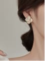 thumb Copper Alloy Imitation Pearl White Enamel Flower Dainty Stud Earring 4