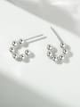 thumb 925 Sterling Silver White Round Minimalist Stud Earring 1