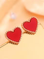 thumb 925 Sterling Silver Red Acrylic Heart Minimalist Stud Earring 1
