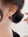 thumb Brass Carnelian Red Minimalist Stud Earring 4