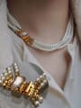 thumb Brass Synthetic Crystal Gold Tassel Classic Beaded Necklace 3