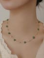 thumb 925 Sterling Silver Natural Stone Green Stone Smiley Dainty Beaded Necklace 0