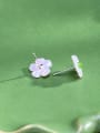 thumb 925 Sterling Silver Natural Stone Green Stone Flower Minimalist Stud Earring 2