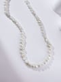 thumb 925 Sterling Silver Freshwater Pearl White Irregular Minimalist Beaded Necklace 1