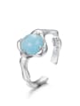 thumb 925 Sterling Silver Aquamarine Blue Irregular Minimalist Band Ring 1