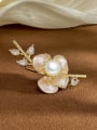 thumb Brass Tila Bead White Flower Minimalist Pins & Brooches 1