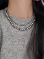 thumb Brass Glass beads Gray Round Minimalist Beaded Necklace 5