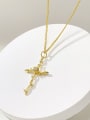 thumb Brass Cubic Zirconia Gold Cross Minimalist Regligious Necklace 1