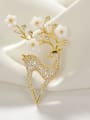 thumb Brass Cubic Zirconia White Deer Dainty Pins & Brooches 0