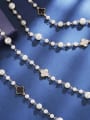 thumb Brass Imitation Pearl White Clover Minimalist Long Strand Necklace 2
