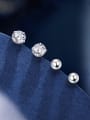 thumb 925 Sterling Silver Cubic Zirconia Silver Round Minimalist Stud Earring 0