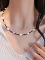 thumb 925 Sterling Silver Imitation Pearl White Clover Minimalist Choker Necklace 2