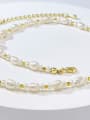 thumb Brass Freshwater Pearl White Minimalist Beaded Necklace 2